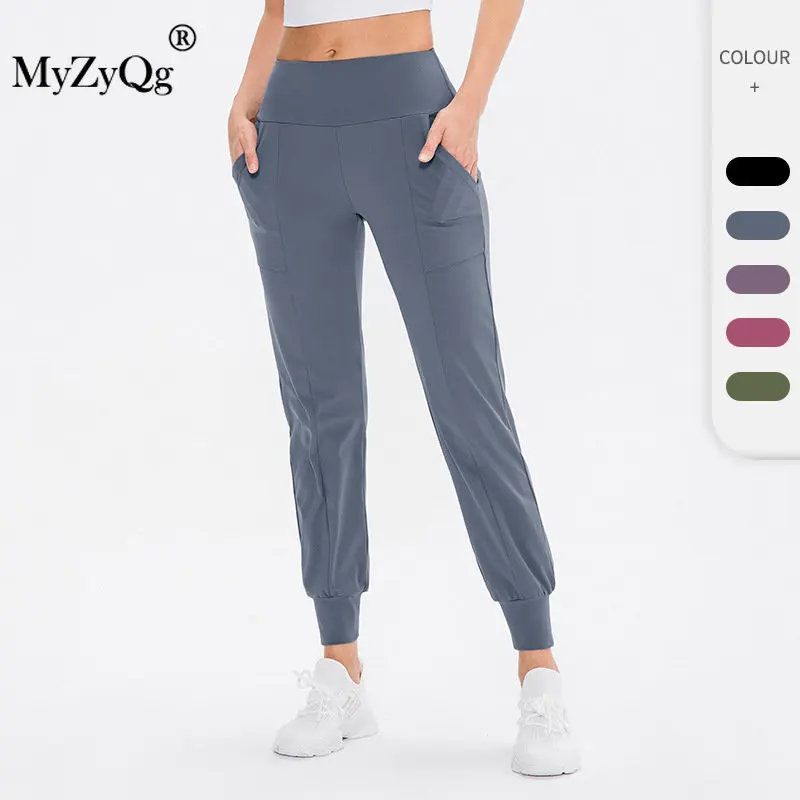 

Women Sports Loose Running Pants Breathable Leisure Sweatpants Fitness Outdoor Tracksuit Gym Elastic High Waist Pocket Trousers