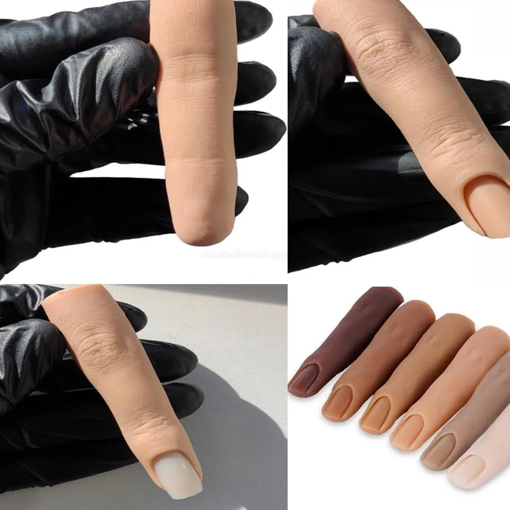 

Silicone Practice Finger Nail Model Tool With Joints Bendable Silicone Fake Finger False Nails for Manicure Training Accesories