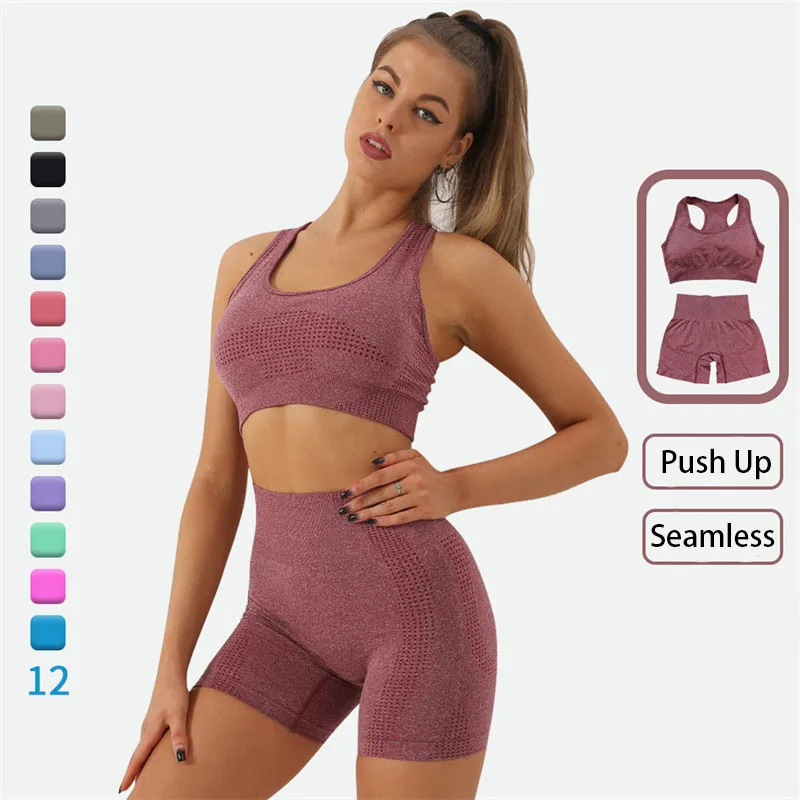 

Seamless Yoga Set Women Fitness Sportswear Sports Suits Gym Clothing Workout Clothes Two Piece Set High Waist Leggings Crop Top