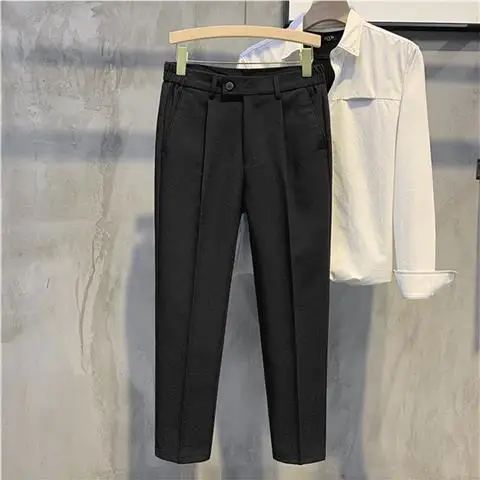 Брюки мужские прямые деловые, элегантные облегающие повседневные Длинные Формальные штаны, H221, весна-лето