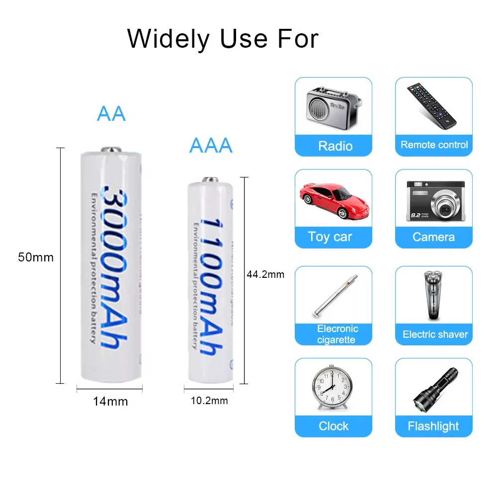 

2023PALO 1.2V AAA and AA rechargeable battery NI-MH 2A 3A batteries aa aaa battery+ LCD AA AAA charger intelligent USB fast char