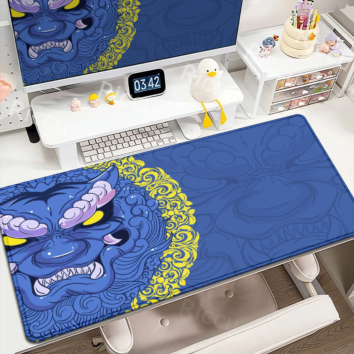 Коврик для мыши с тигром любителей компьютерных игр размер 90x40 см