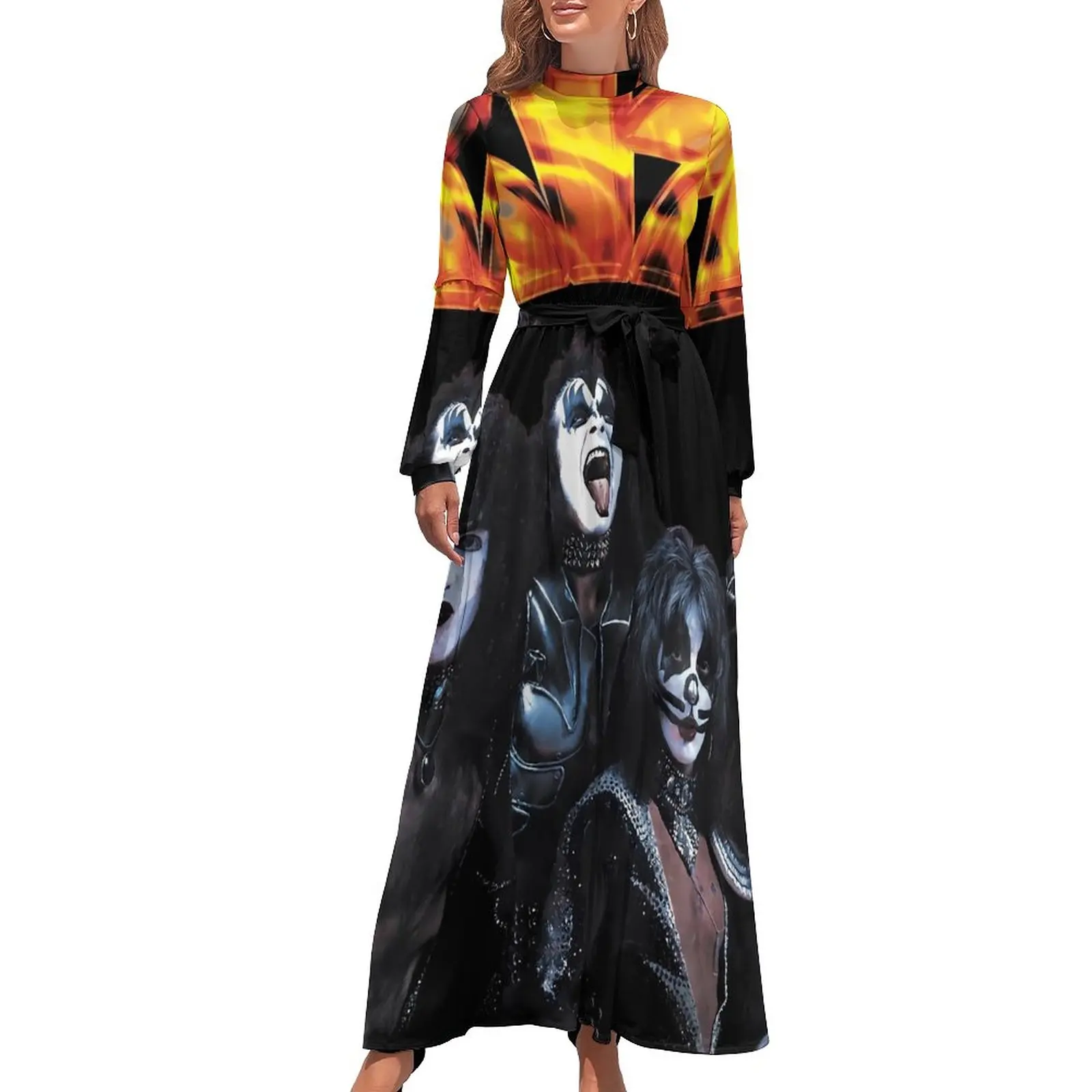 

Платье с длинным рукавом и высокой талией, в стиле бохо