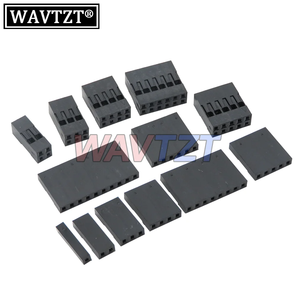 100 шт., 2,54 мм, пластмассовый гнездовой соединитель для перемычки Dupont 1x2P 2x2P 1x3P 2x3P 1x4P 2x4P 1x5P 2x5P 1x6P проводной кабель