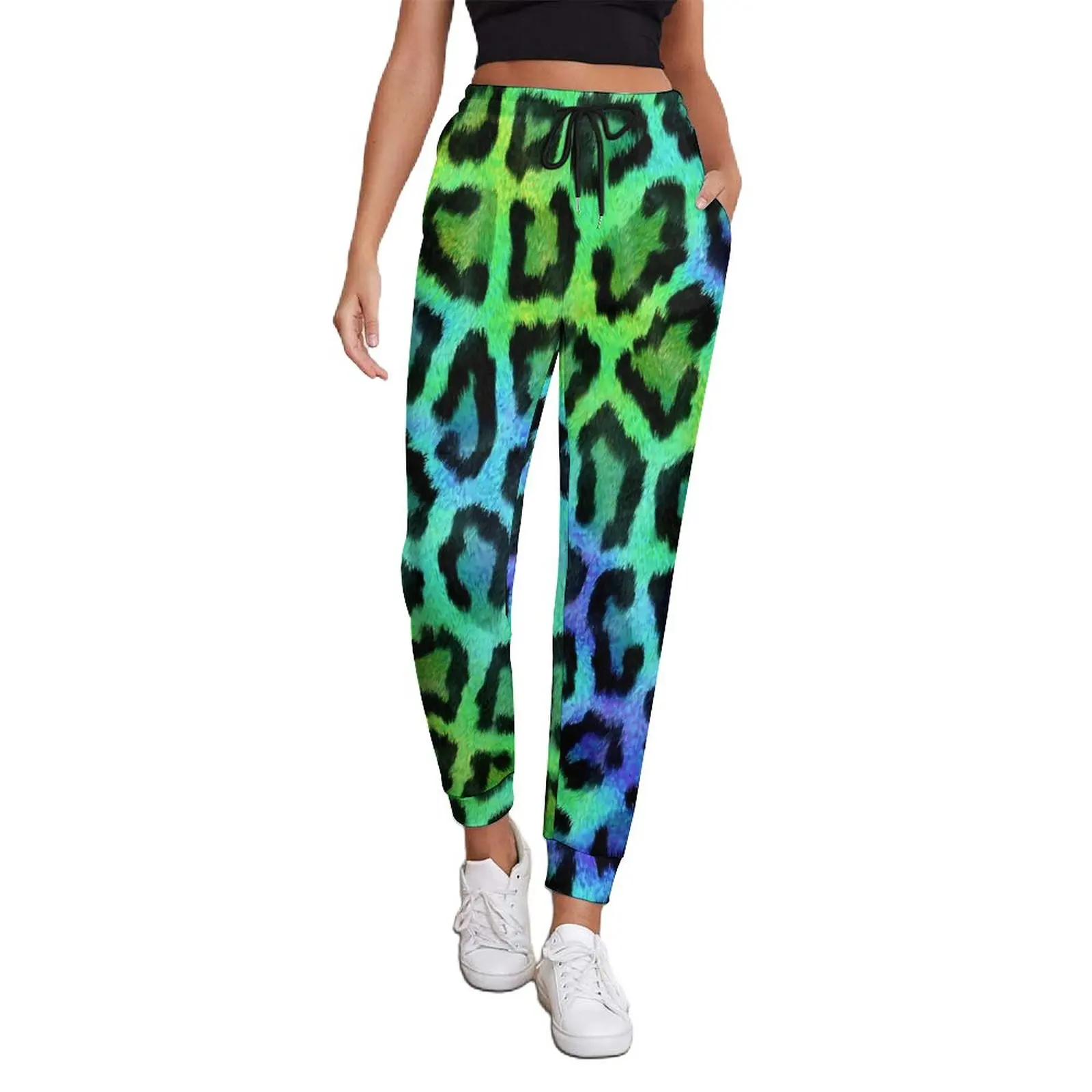 

Two Tone Baggy Pants Leopard Print Hippie Sweatpants Spring Female Vintage Graphic Oversized Trousers Gift Idea