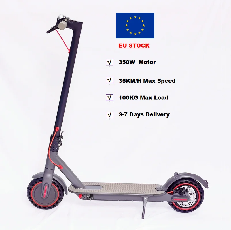 

USA / EU Stock 350W 36V 10.4AH Max Load 100KG Foldable 8.5 Inch 35KM/H With RC Security Lock APP Electric Scooter