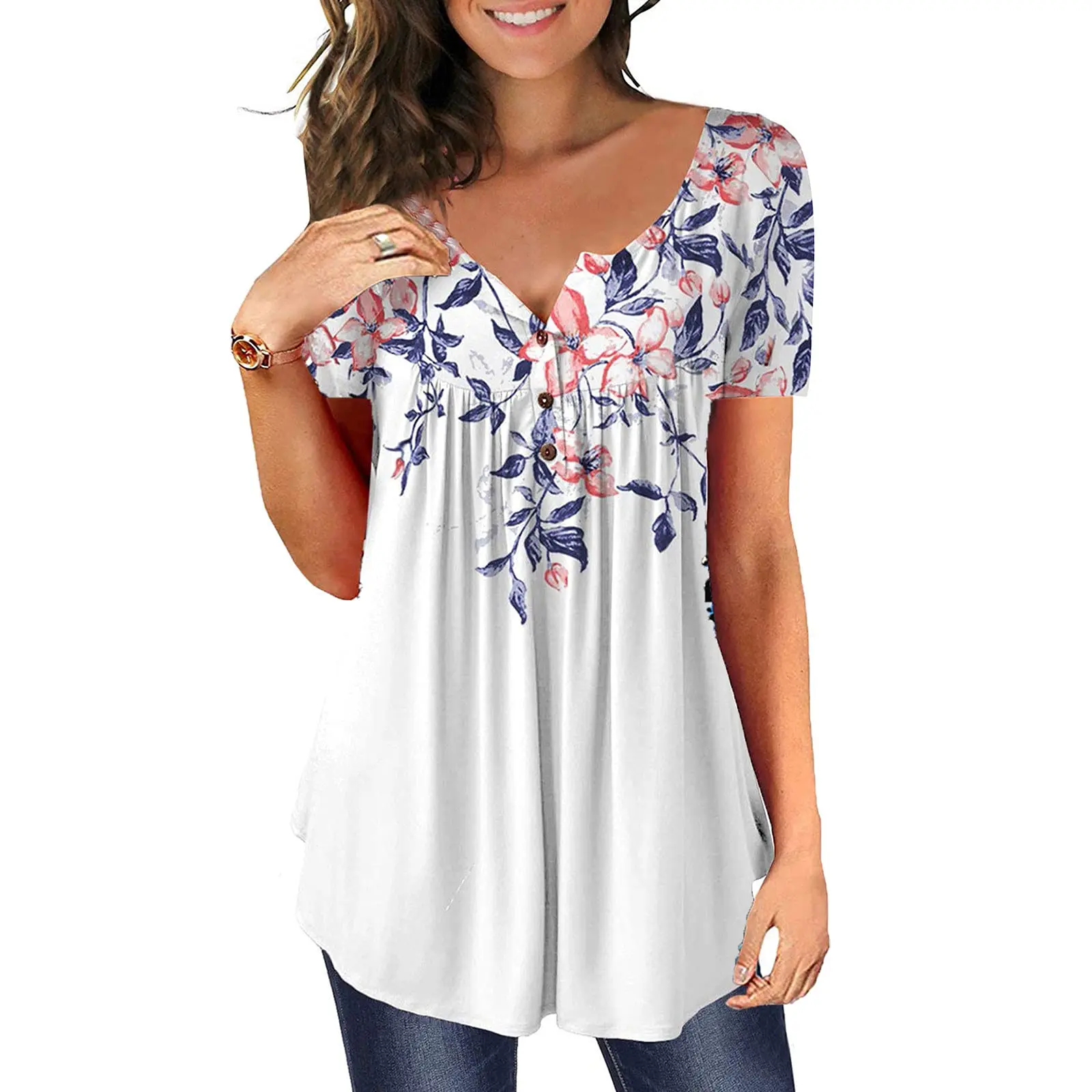 

Футболка женская повседневная с коротким рукавом и вырезом