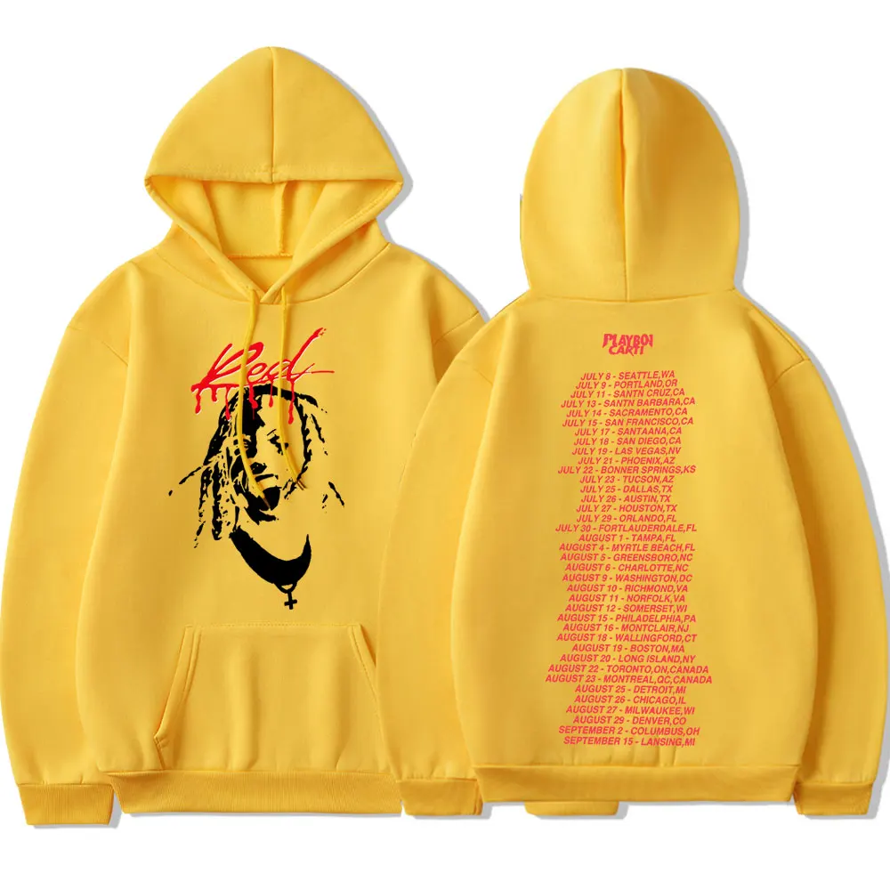 Толстовка Playboi Carti с капюшоном Красная толстовка графическим принтом винтажные