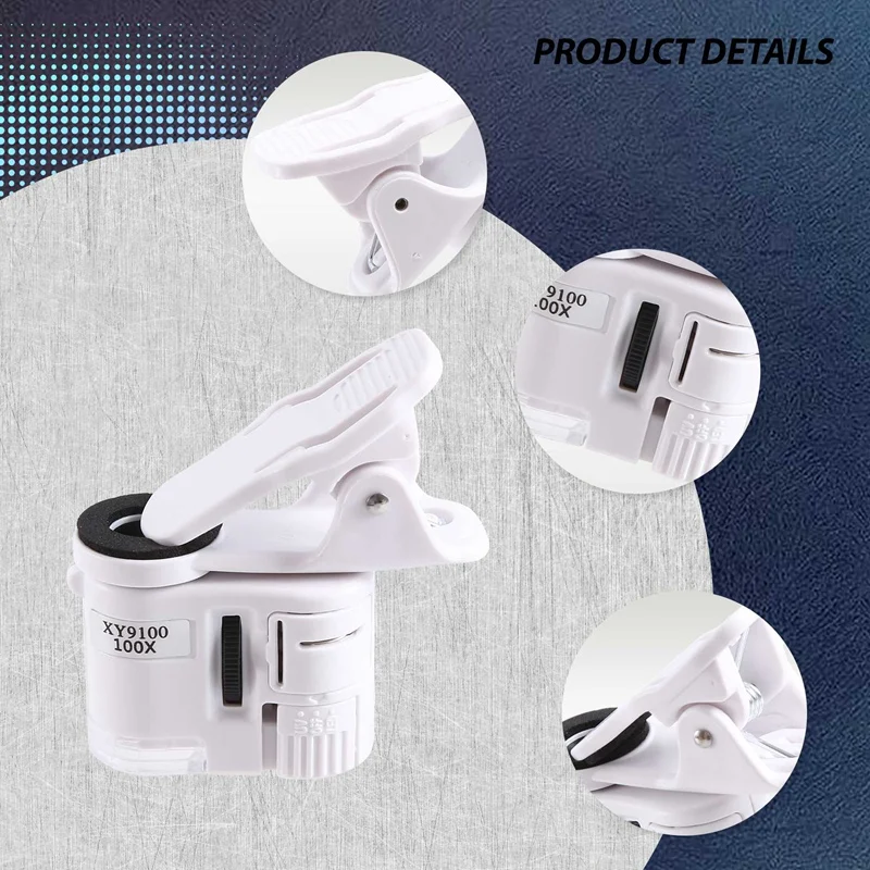 100-кратный зум-микроскоп со светодиодной подсветкой портативная лупа карманная
