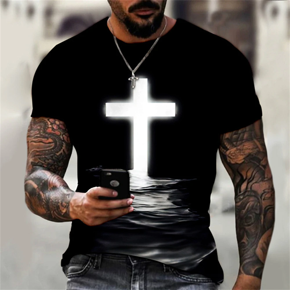 

Винтажная Мужская футболка с изображением Иисуса Христа, 3d бог, религия, принт распятия, Мужская футболка, топ с коротким рукавом и изображением Иисуса, Мужская футболка большого размера