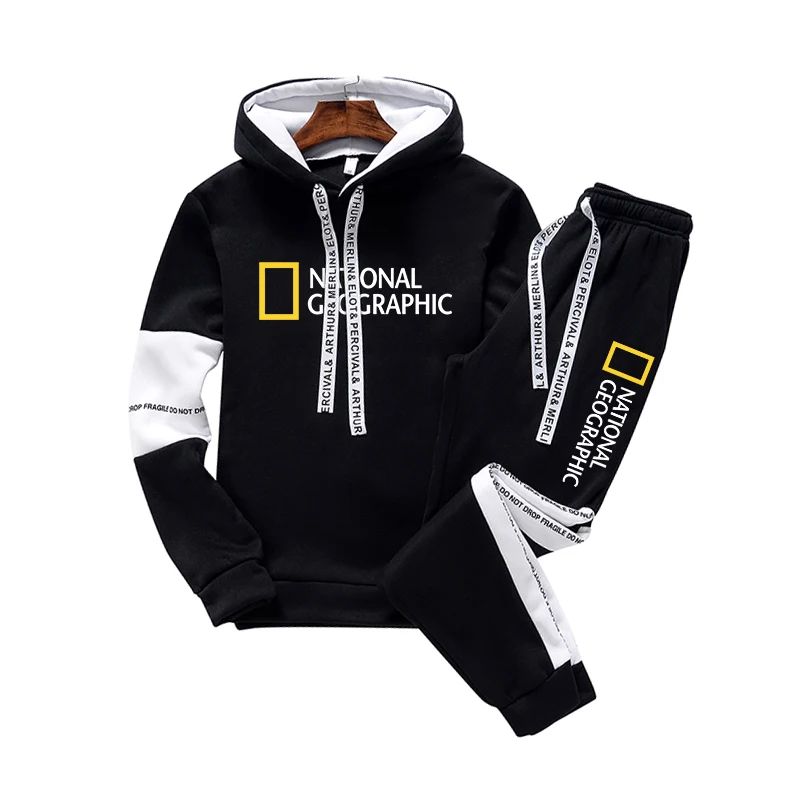 

Men's Tracksuit Letter Print Sweatshirt and Sweatpants Fashion Streetwear Outfit Casual Long Sleeve Oversized Hoodie