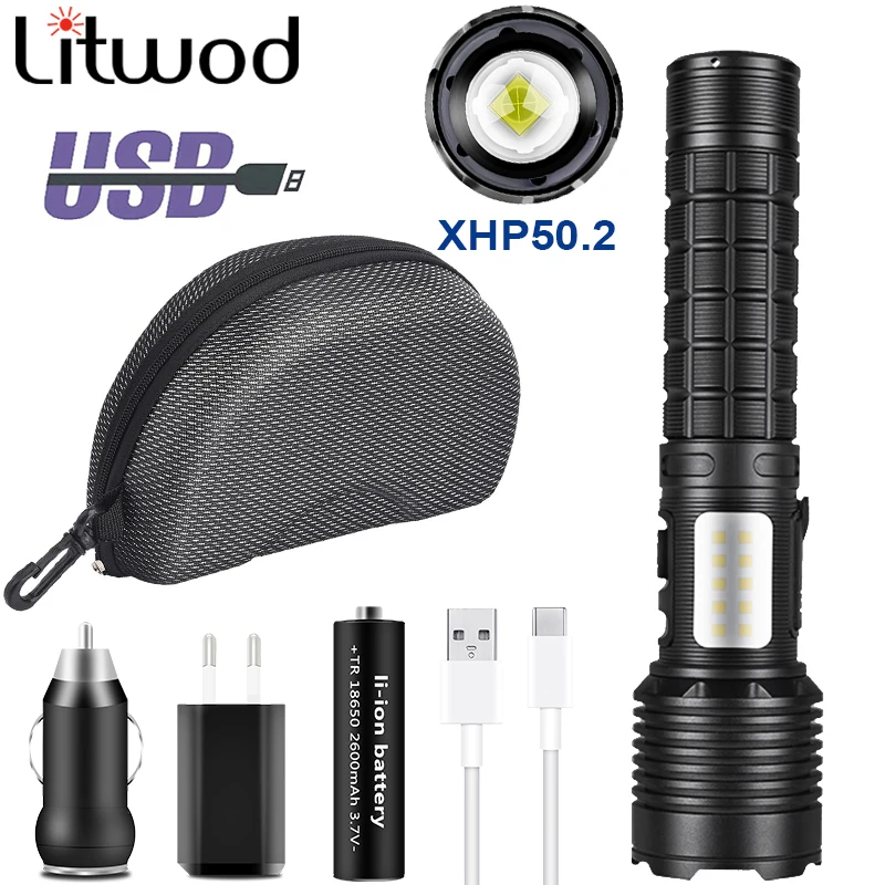 

Led Flashlight High Quality XHP50.2 Super Bright Torch Camping Hunting Light Aluminum Alloy Waterproof Zoomable Lantern Lamp