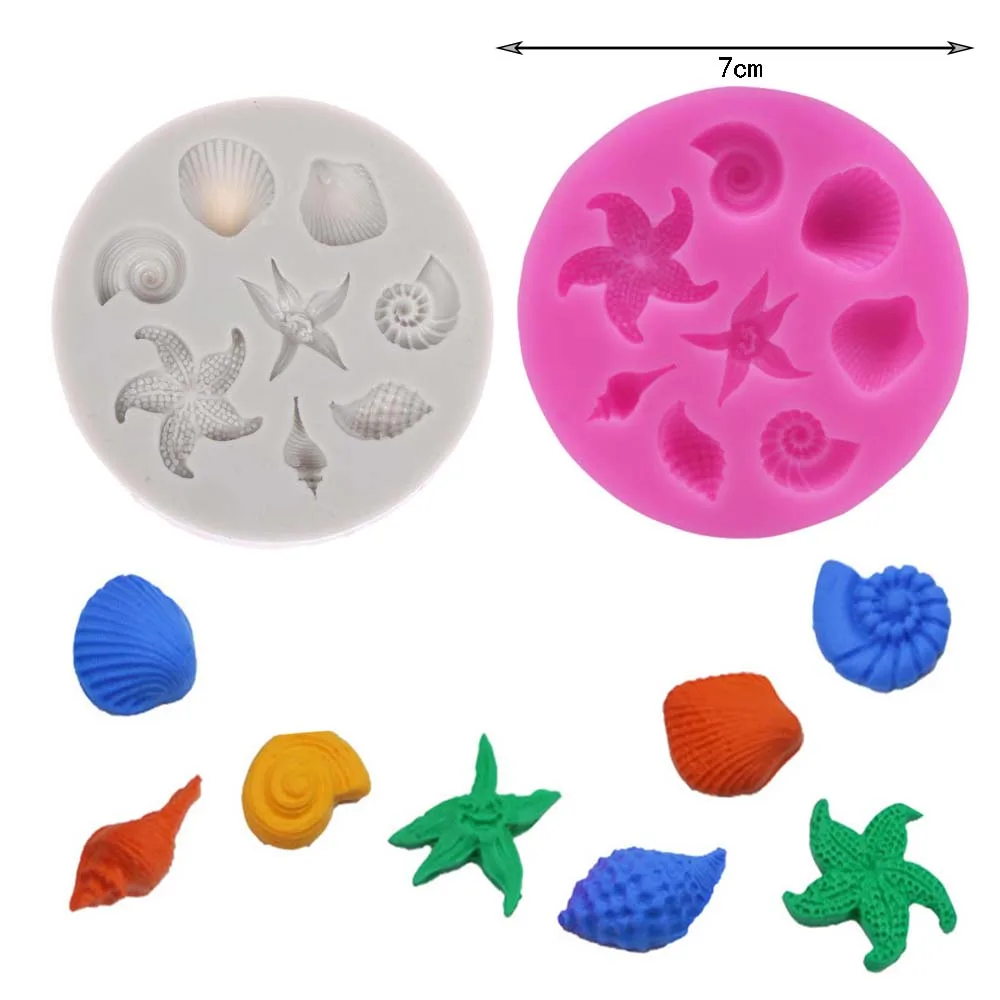 

Cake Decorating Tools DIY Sea Creatures Conch Starfish Shell Fondant Cake Candy Silicone Molds Creative DIY Chocolate Mold