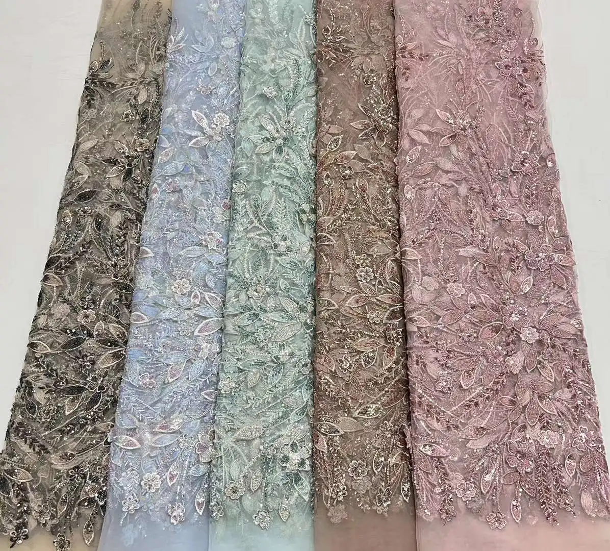 2024 африканская французская 3D кружевная ткань ручной работы из бисера вышивка