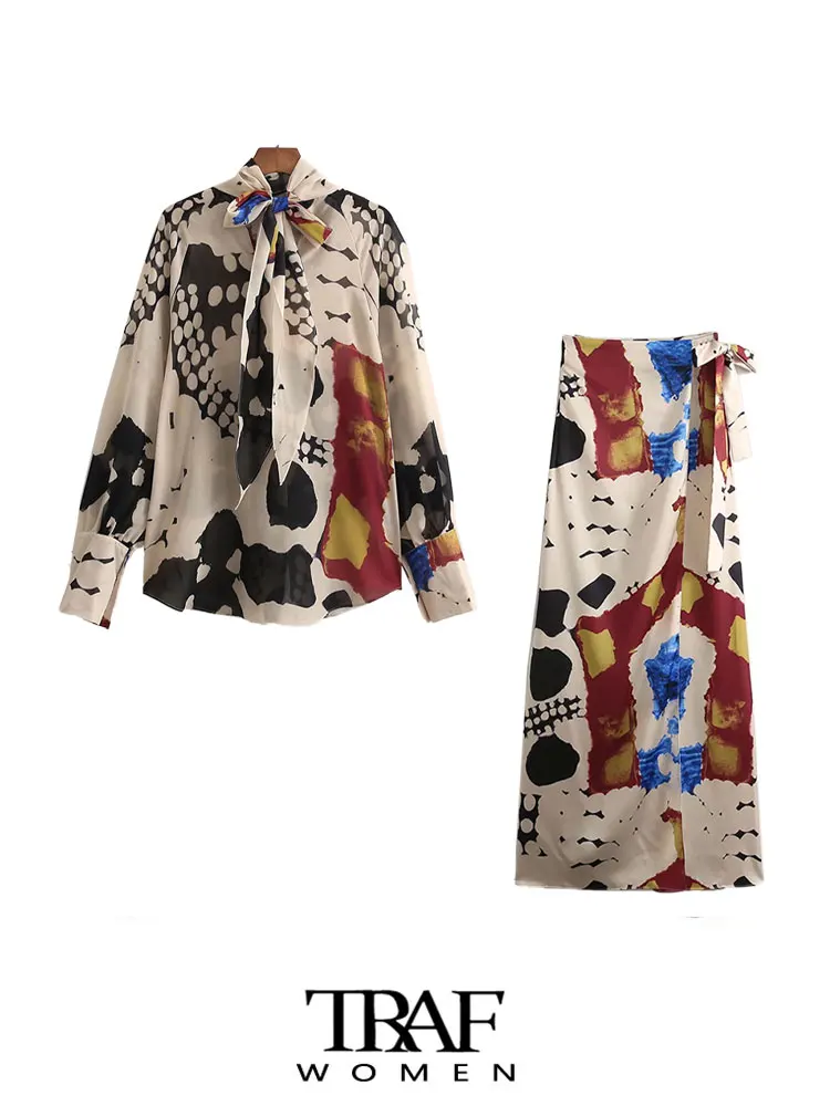 

Блузка женская с длинным рукавом и бантом, свободного покроя