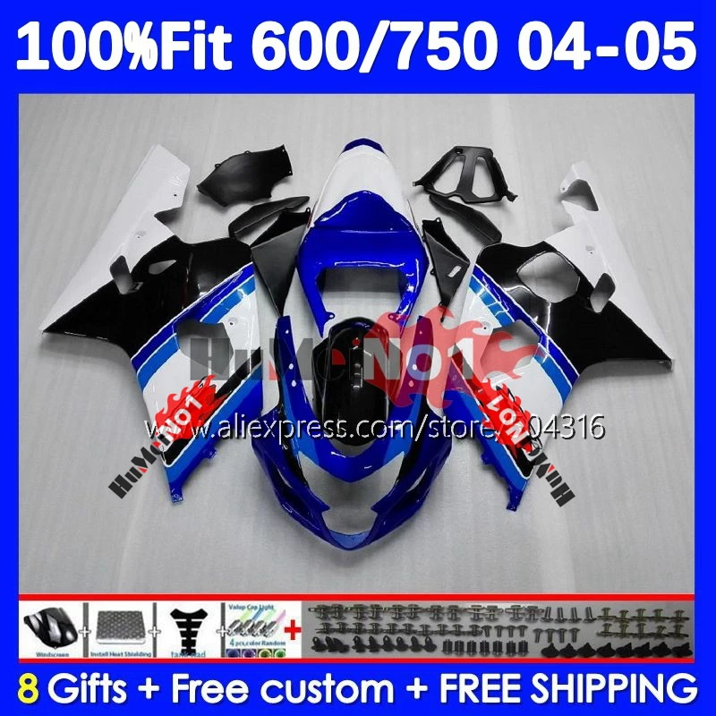 

Injection Body For GSXR 750 600 CC K4 GSX-R600 750CC 15No.9 GSXR-750 GSXR600 GSXR750 04 05 2004 2005 OEM Fairings blue stock