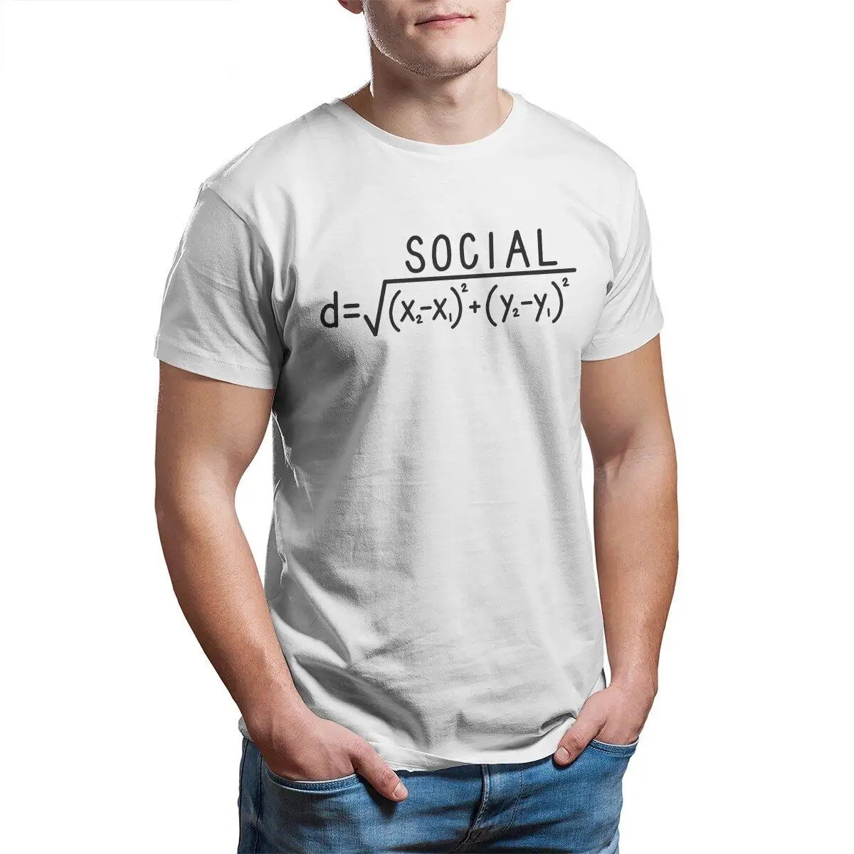 

Vintage Social Distance T-Shirts for Men Crewneck 100% Cotton T Shirt Math Lovers Short Sleeve Tee Shirt 4XL 5XL Tops