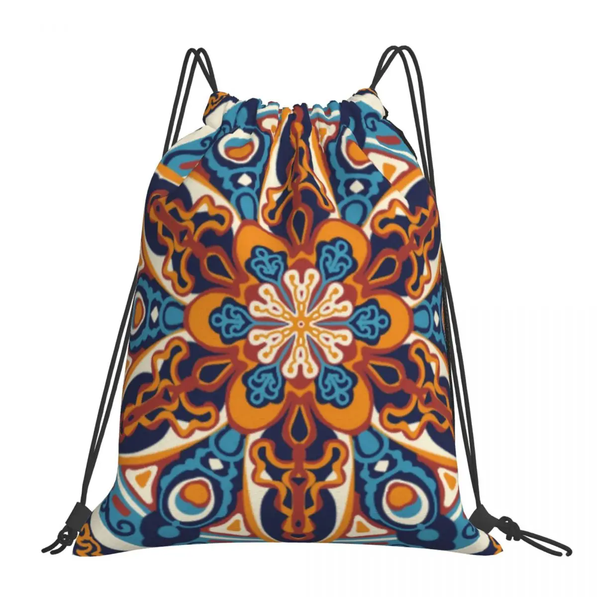 

Classical Circle Mandala Backpacks Fashion Portable Drawstring Bags Drawstring Bundle Pocket Storage Bag BookBag For Man Woman