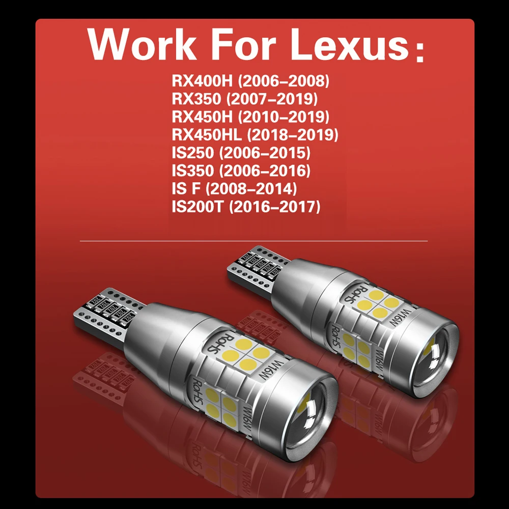 2pcs LED Reverse Light Blub Backup Lamp W16W T15 921 Canbus For Lexus RX400H RX350 RX450H RX450HL IS250 IS350 IS F IS200T | Автомобили и
