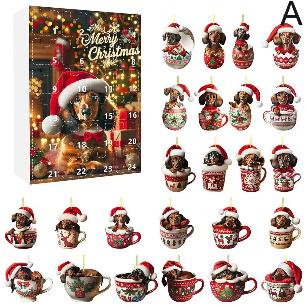 Таксы 24-дневный рождественский календарь обратного отсчета с орнаментом в виде
