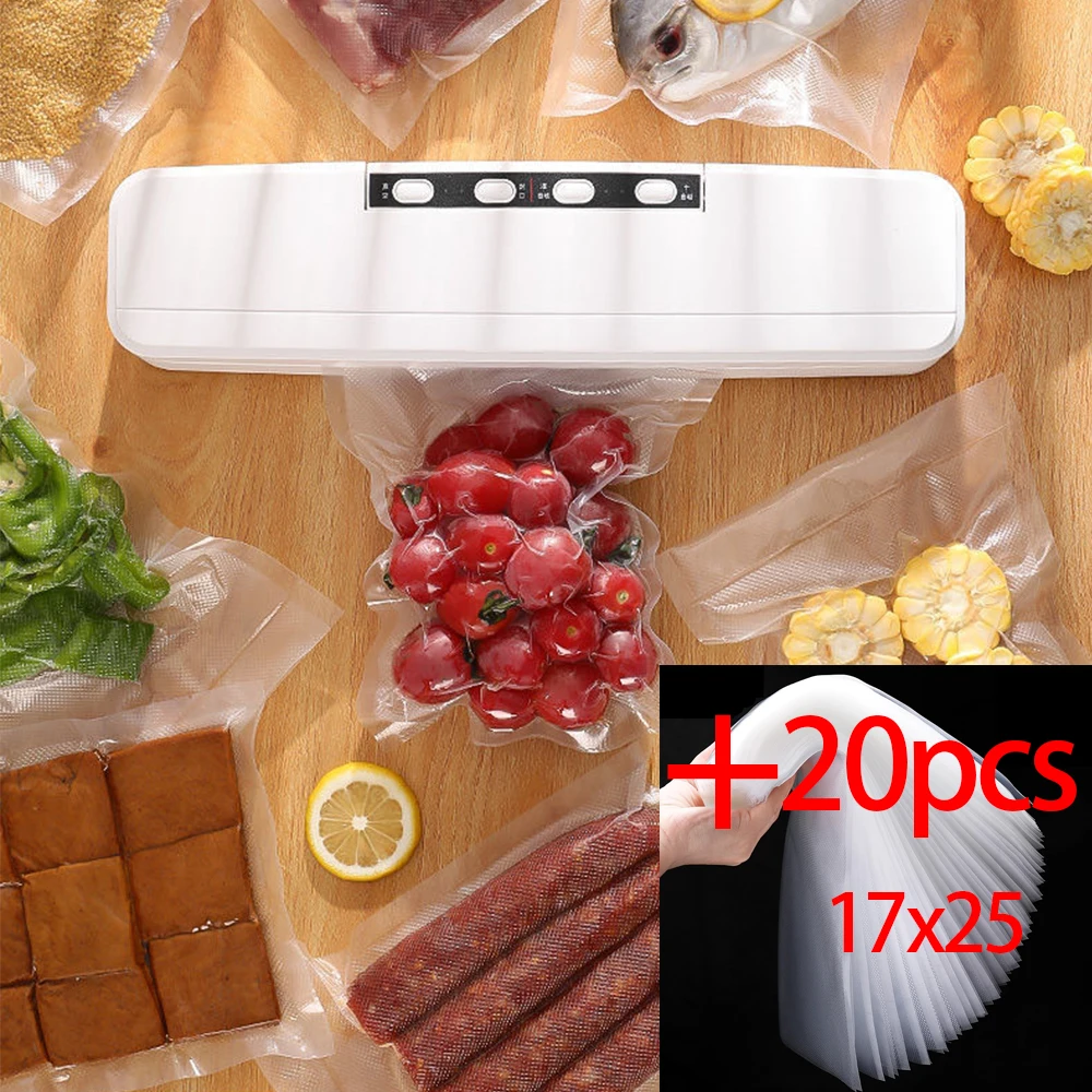 Vacuum Sealer 220v110v Automatic Commercial Household Food Vacuum Sealer Packaging Machine Sools Include 20pcs Bags Eu Uk Au Us