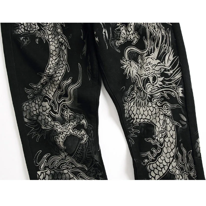 Fashion Print Skinny Jeans Men Black Stretch Hip Hop Streetwear Pants Mens Designer Clothes High Street Denim Trousers