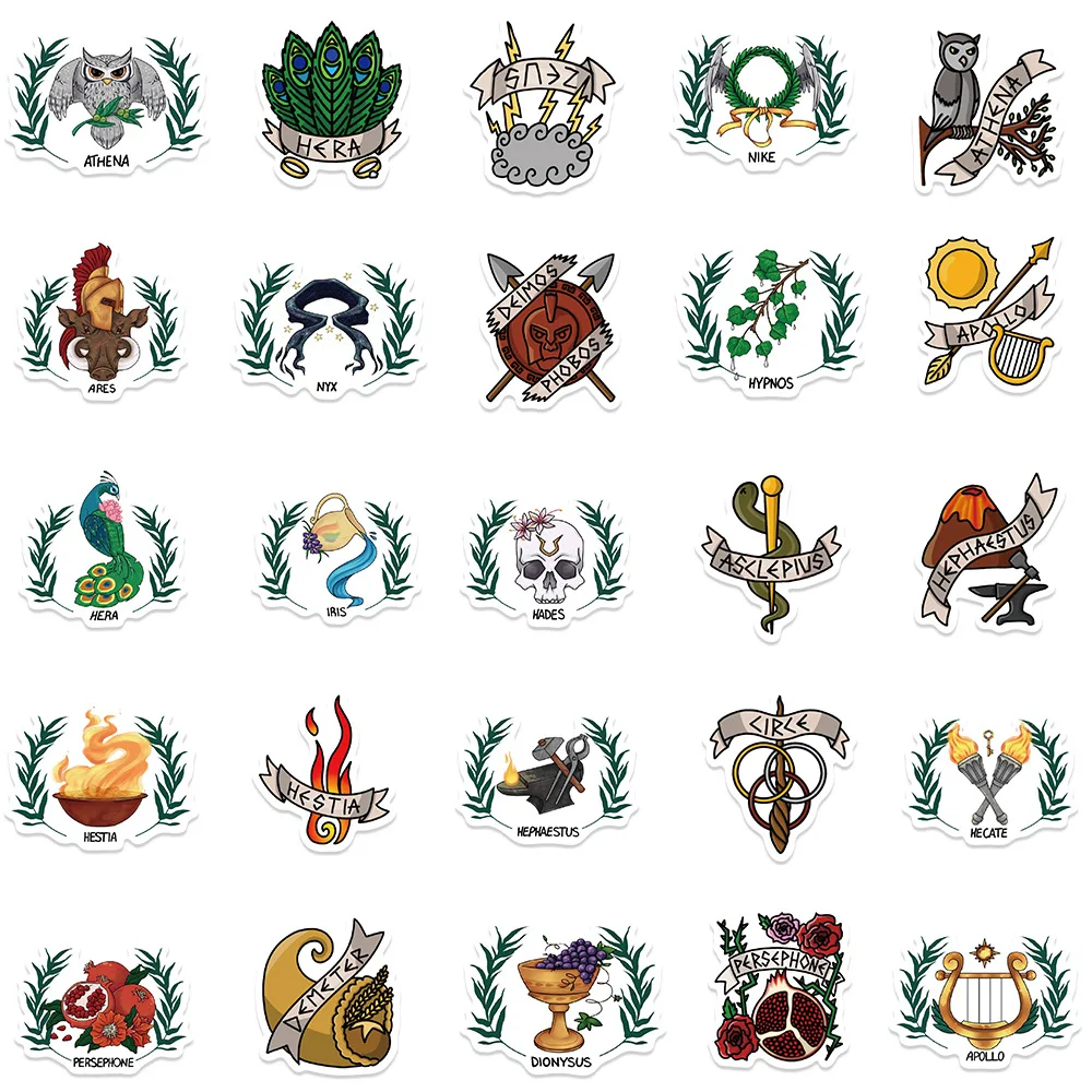 10/55 наклейки двенадцать греческих богов Zeus Hera Poseidon логотип для ноутбука багажа