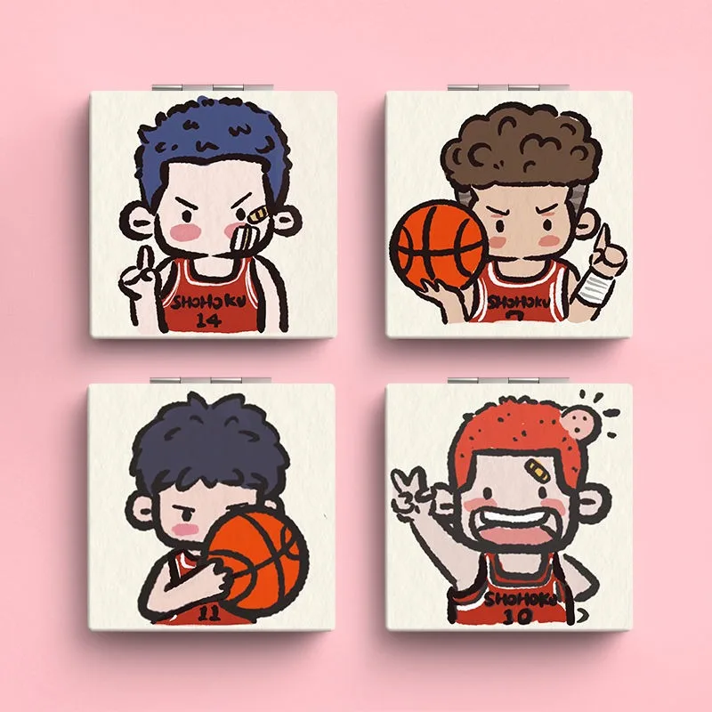 Slam Dunk anime kawaii Sakuragi Hanamichi Rukawa Kaede Mitsui Hisashi portable mirror folding small wholesale