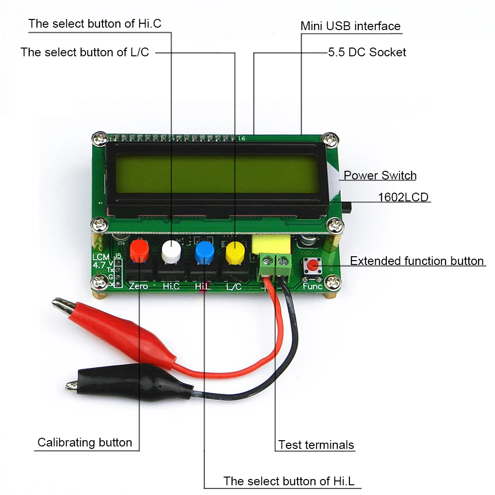 

LC100-A цифровой ЖК Высокоточный Индуктивный емкостный Измеритель Емкости L C тестер конденсатора Mini USB интерфейс