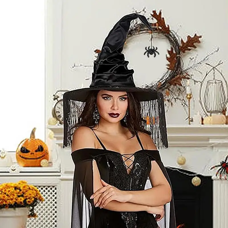 Wizard kapelusz z szerokim rondem szpiczasty czarodziej na Halloween Masquerade przebranie karnawał akcesoria dla kobiet
