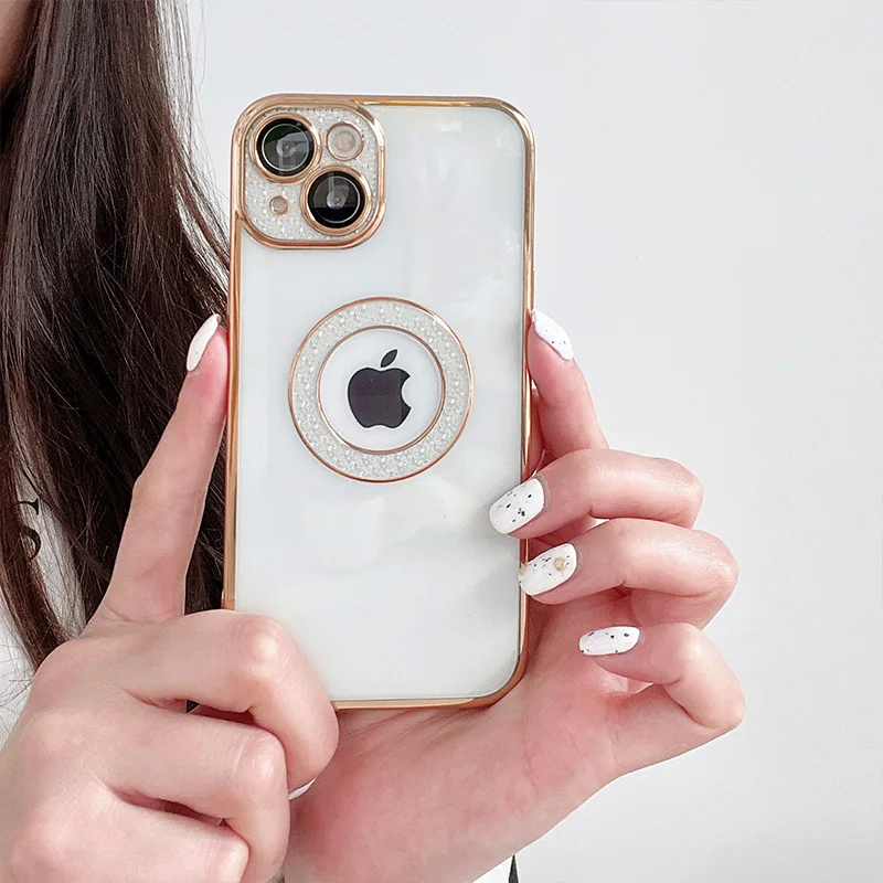 

Luxury Transparent Electroplated Openwork Soft Silicone Phone Case For iPhone13 12 11Pro Max X XR Xs Shockproof Protective Cover