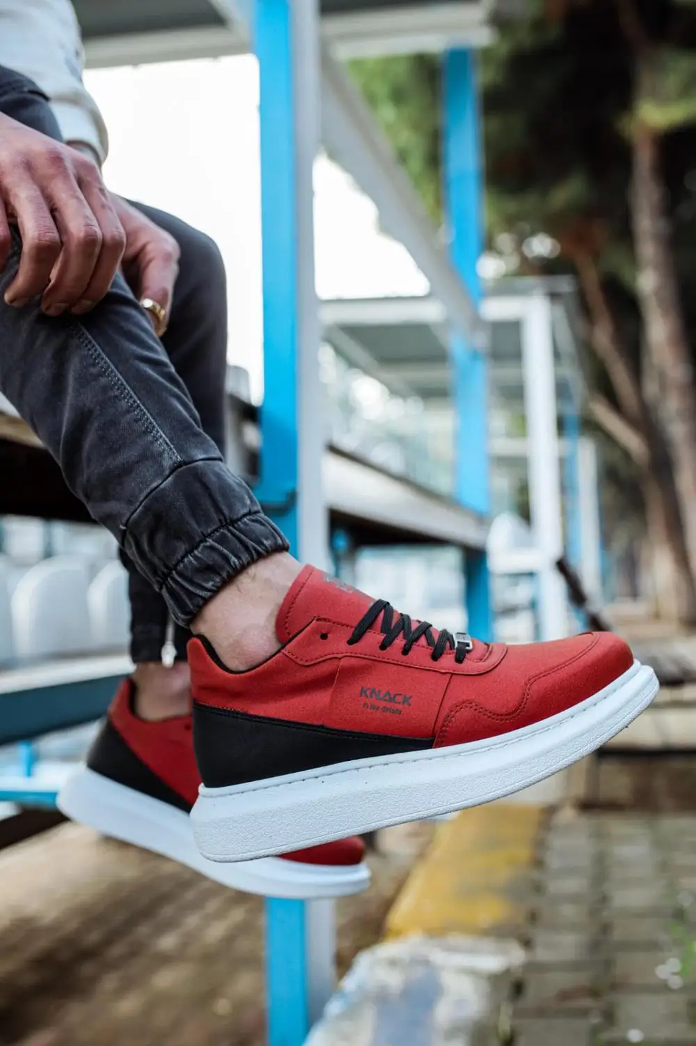 

KNACK Red Daily Shoes Van for Men 040 White Bottom Artificial Leather Rubber Lace-up Fall & Spring Sport Comfortable Outdoor Footwear Sneaker Gel Venus Fast and Free Shipping High Quality Fabric New Season Fashion Tre