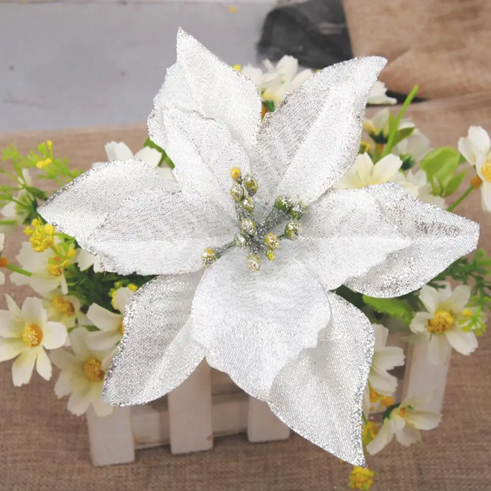 

Attractive Faux Flower Delicate Colorful Vivid Non-fading Simulation Flower Fake Flower Christmas Flower 2Pcs