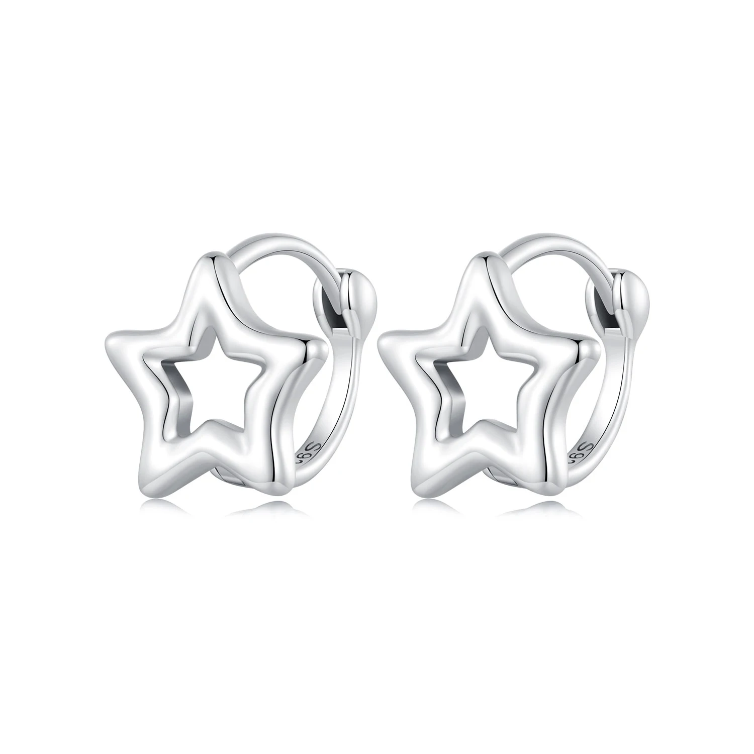 

925 Sterling Silver Simple Cutout Star Earrings for Women Girls Fashion Original Design Exquisite Versatile Party Jewelry