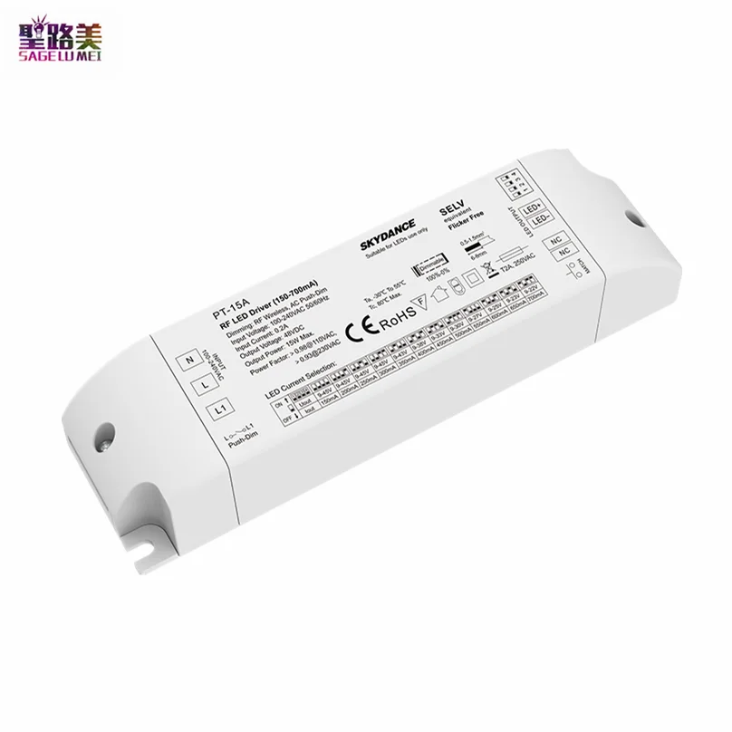

15W Constant Current RF Dimmable CC Driver Push-Dim 100V-240V AC TO 10-45V DC 150/200/250/300/350/400/450/500/550/600/650/700MA