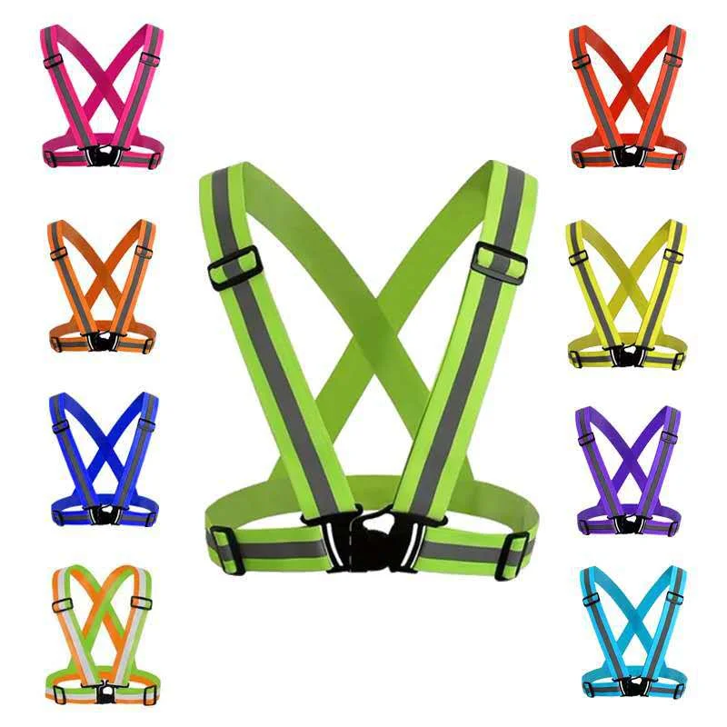 

Highlight Reflective Straps Night Running Riding Clothing Vest Adjustable Safety Vest Elastic Band For Adults and Children