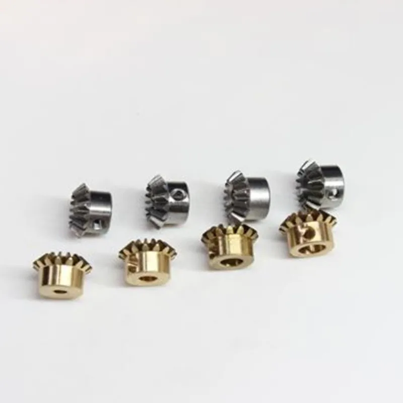 

2PCS 1:1 Bevel gear 0.8M 15T 3 4 5 6 mm 6.35mm Bore hole diameter M3 jackscrew Brass bevel gear