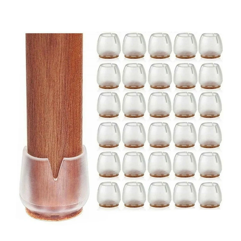 

Chair Leg Floor Protectors 30Pcs Transparent Clear Silicone Chair Leg Caps Furniture Sliders For Hardwood Floors