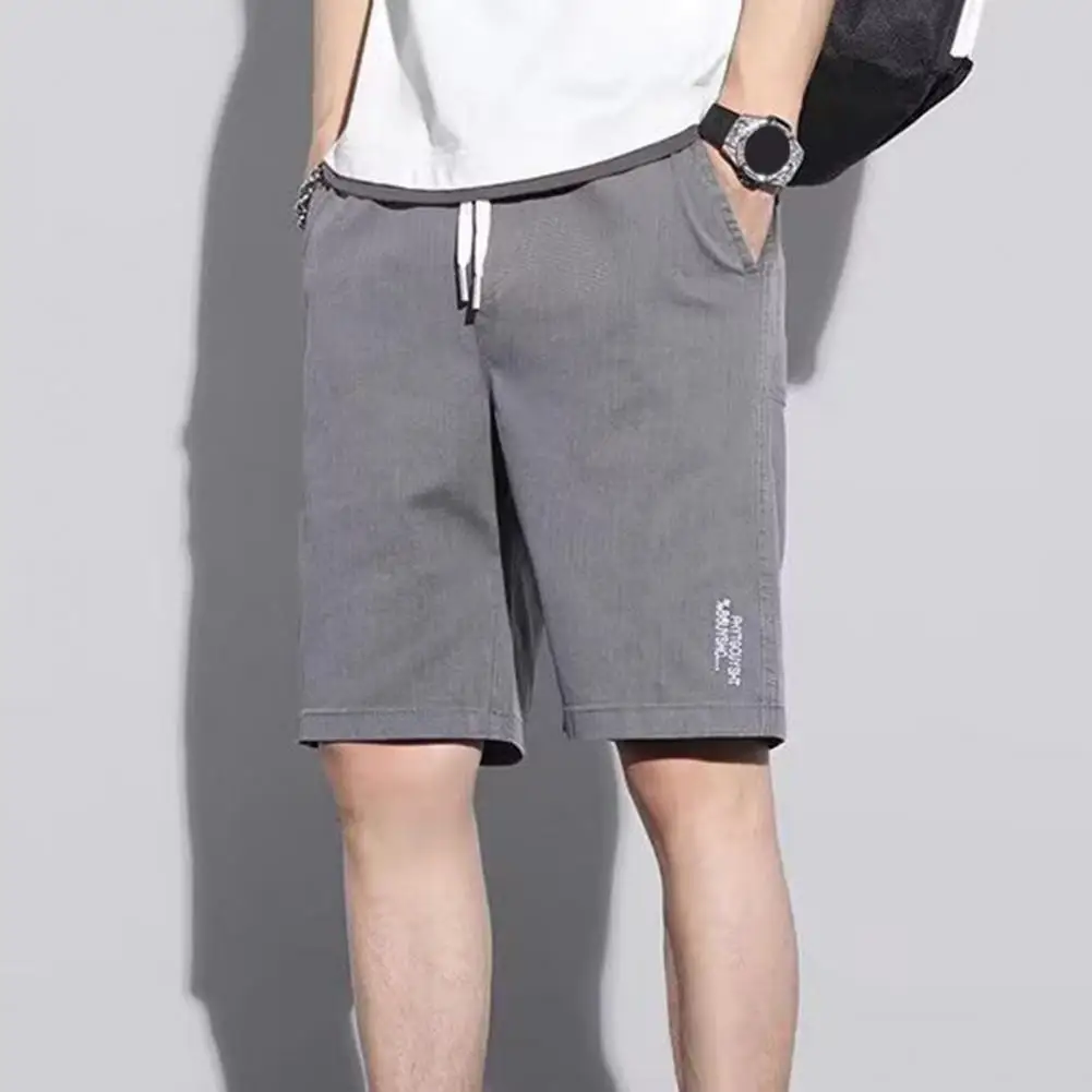 

Sports Shorts Elastic Waistband Teenager Shorts Solid Color Loose Fitness Running Shorts