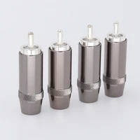 4pcs silver plated audio rca plug 8mm cable silver connector hifi
