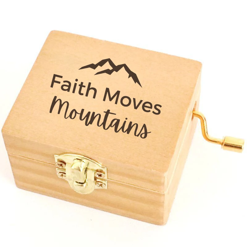 

Personalized Music Box Faith Moves Mountains Wood Music Box Custom Gift for Friends Music Box Birthday Music Home Decor