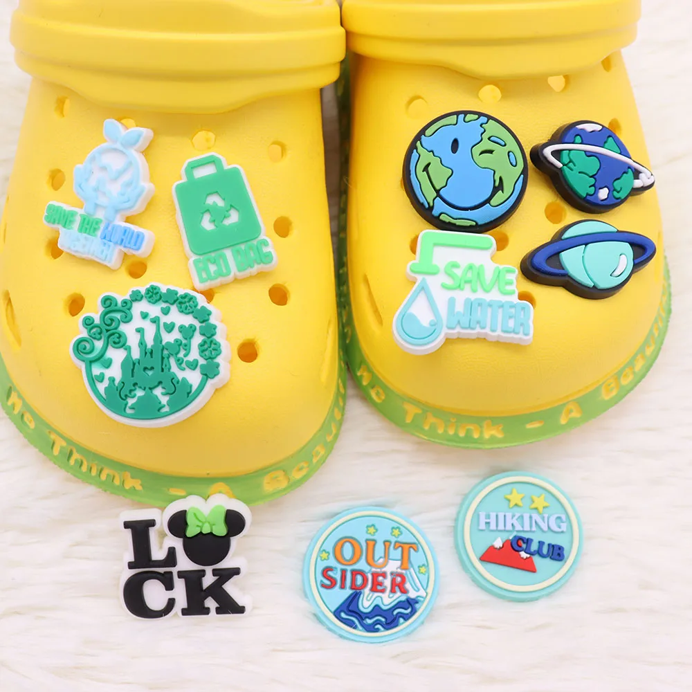 

New Arrival 1pcs Croc Shoes Charms Eco Bag Save Water Shoe Decoration Environment Protection Clean Energy Accessories Kids Gift