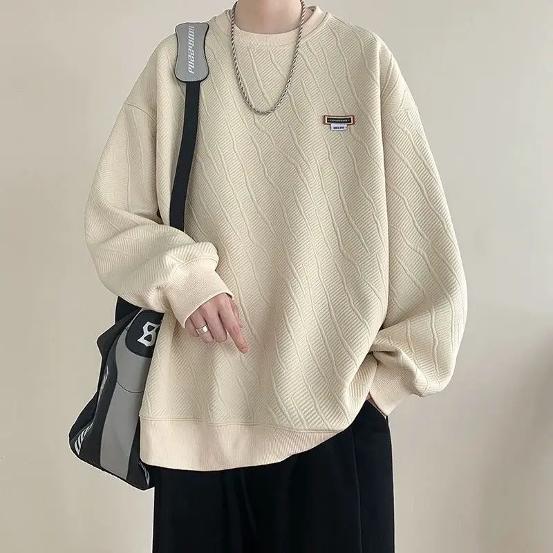 Мужская футболка с длинным рукавом и круглым вырезом весна-осень