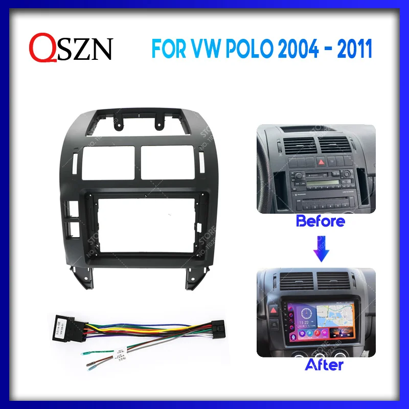 

QSZN 9 INCH Car Frame Fascia For Volkswagen VW Polo 2004 - 2011 Adapter Canbus Box Decoder Cable Radio Dash Head Unit Panel Kit