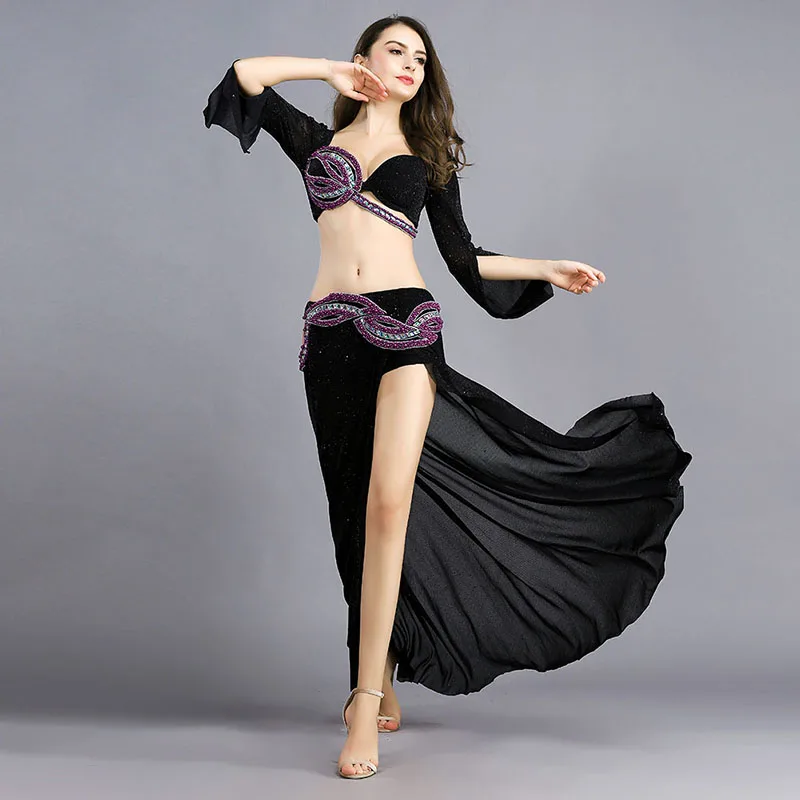 

Belly Dance 2022 New Performance Suit Set High-end Winter Oriental Sexy Fairy Practice Dress Long Skirt Dance Performance Dress