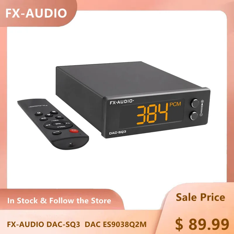 

FX-AUDIO DAC-SQ3 MINI USB DAC ES9038Q2M XMOS XU208 LM49720A PCM 32Bit/384kHz DSD256 Audio HIFI Decoder