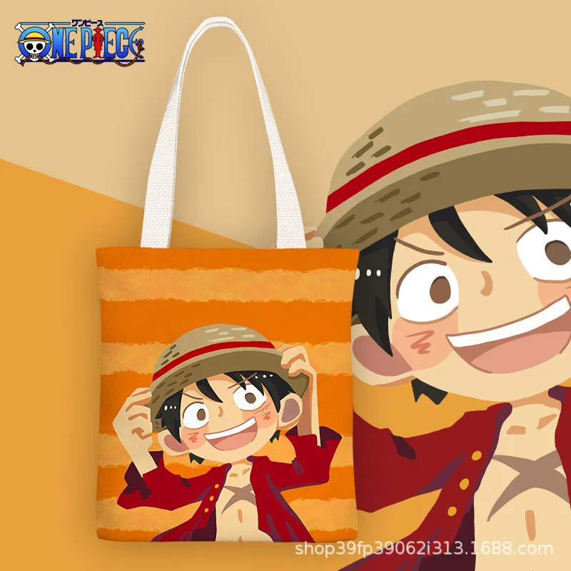 

Аниме мультфильм Q Version One Piece Luffy Ins маленькая свежая Холщовая Сумка через плечо сумка простая студенческая мода (с молнией)