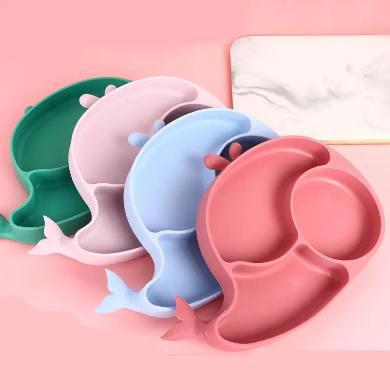 

Детская тарелка для обучения еде, силиконовая тарелка на присосках, тарелка для дополнительного питания, набор для кормления ребенка из сил...