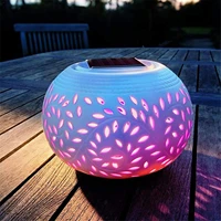 solar light table elegant ceramic lantern led decorative outdoor lamp 2 function soft white i colour changing rgb filigree