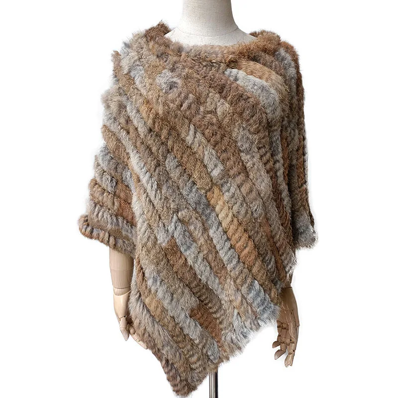 Женская зимняя шаль из кроличьего меха